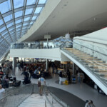 a large building with many people