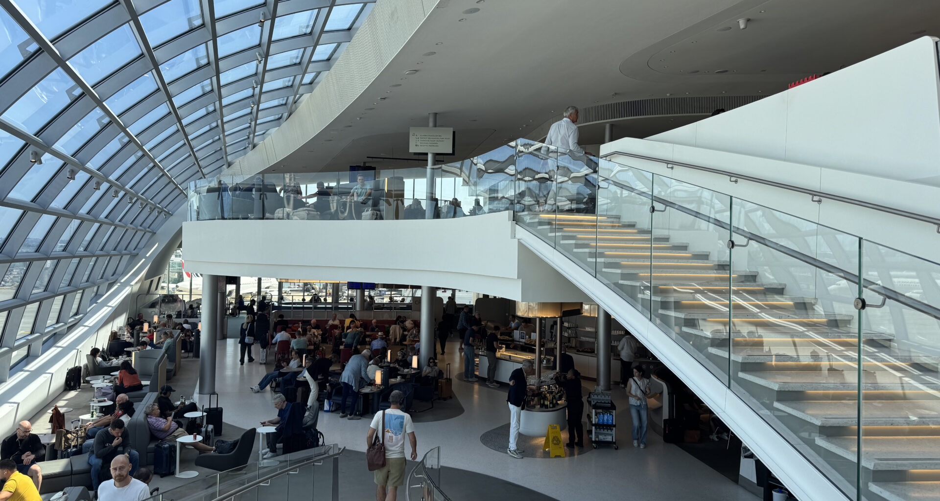 a large building with many people