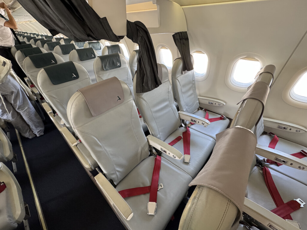 a row of seats in an airplane