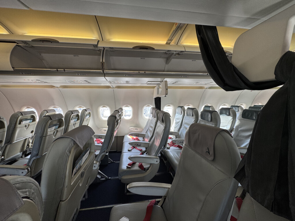 an airplane with seats and windows