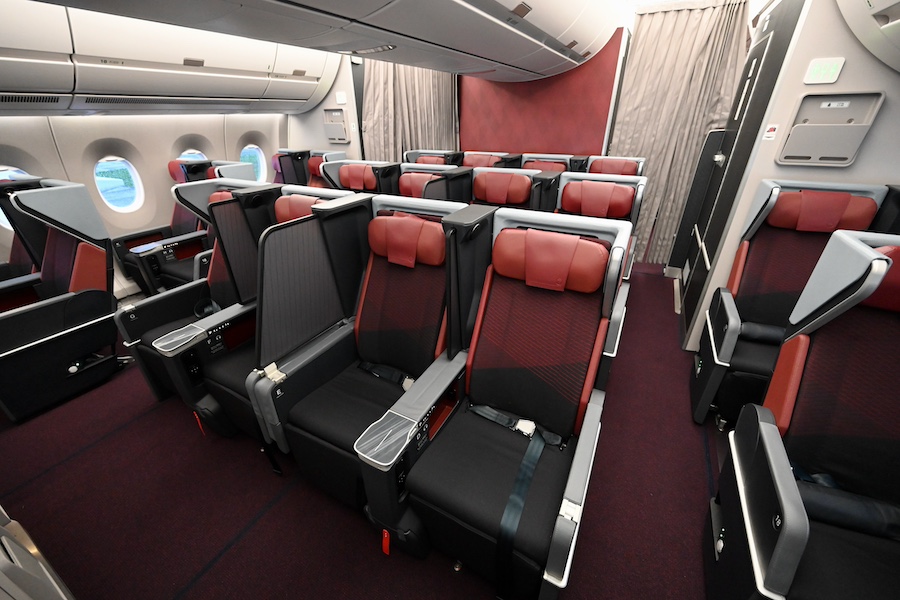 a row of seats in an airplane