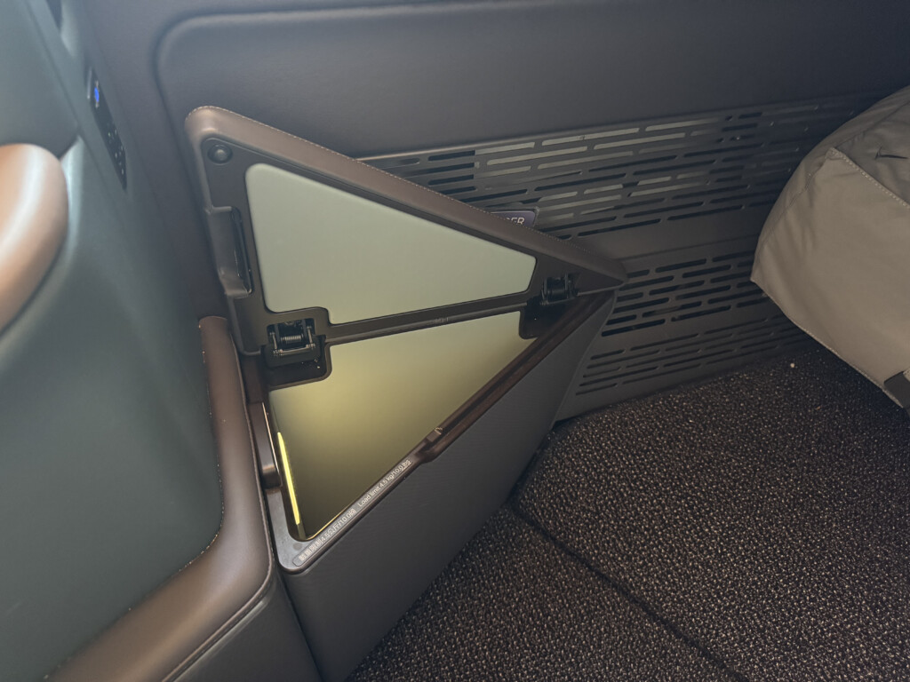 a triangle shaped seat in a car