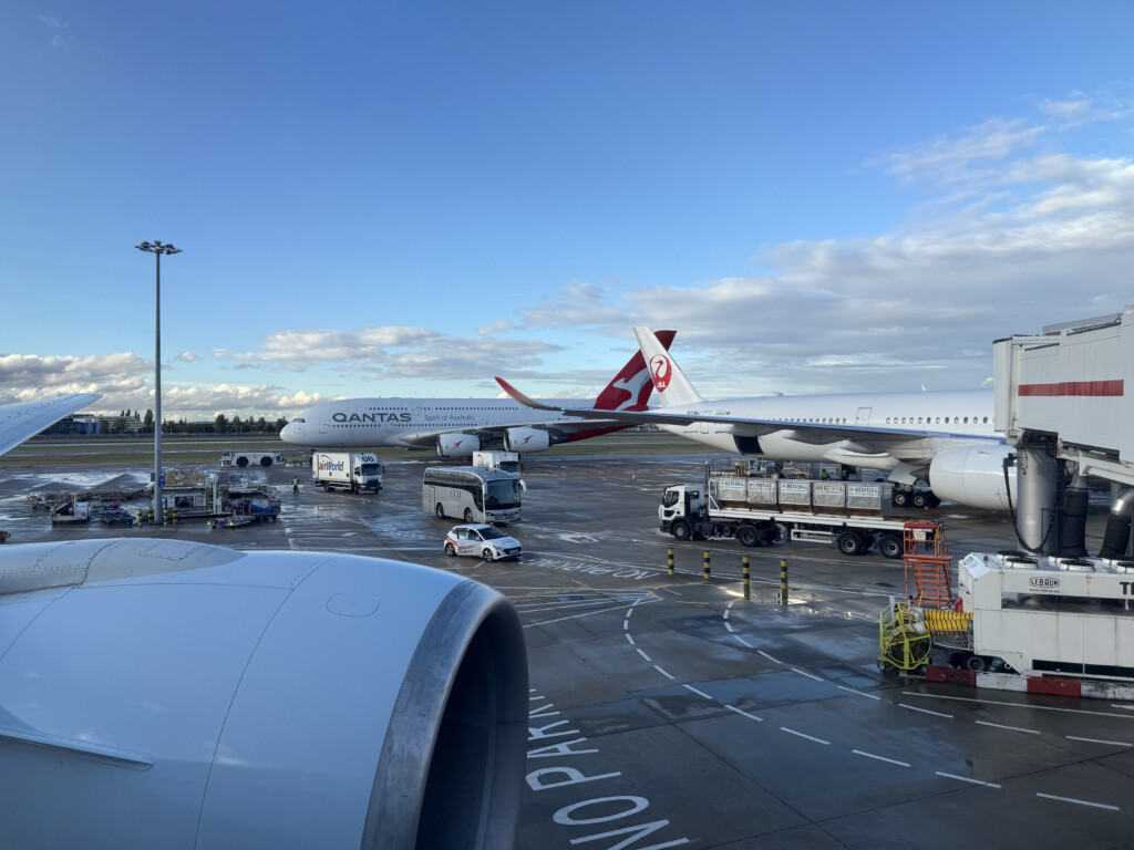 a plane parked at an airport