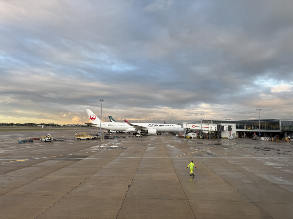 a plane on the runway