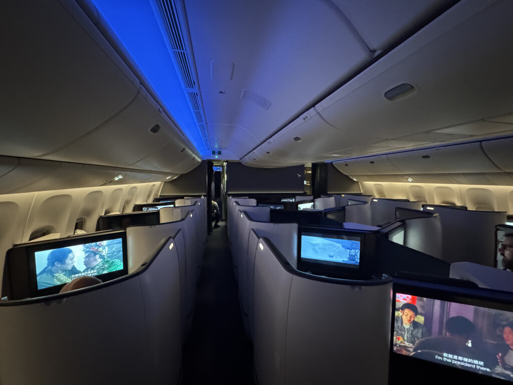 an airplane with a television screen