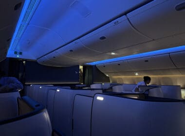 a person sitting in an airplane