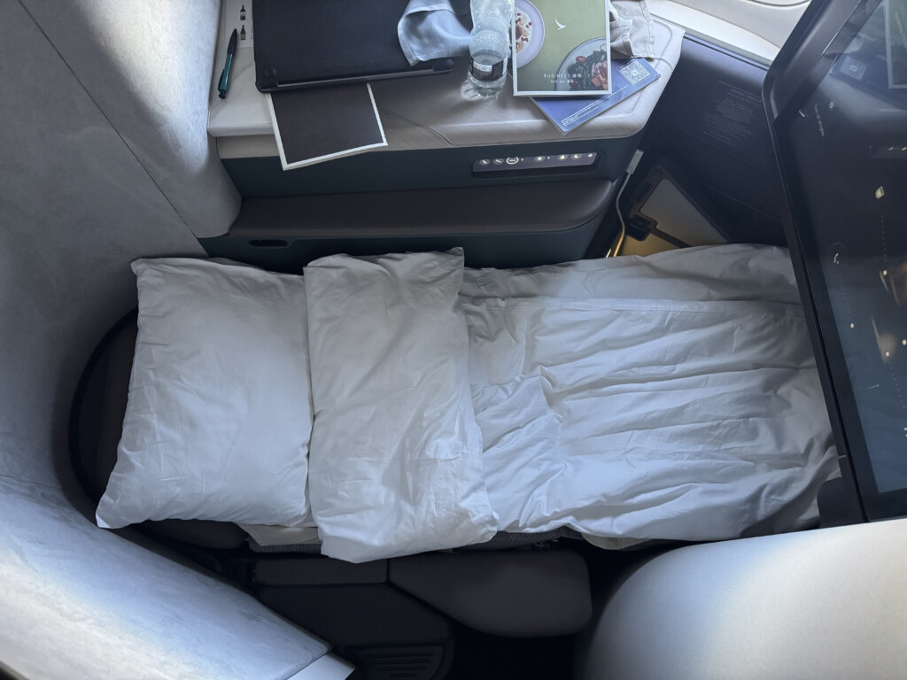 a bed in a plane