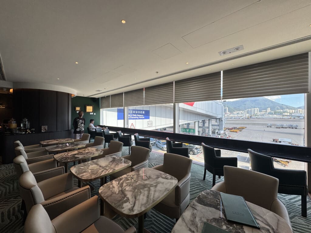 a room with tables and chairs