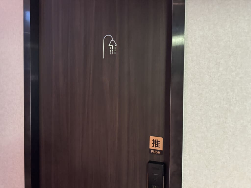 a door with a push button