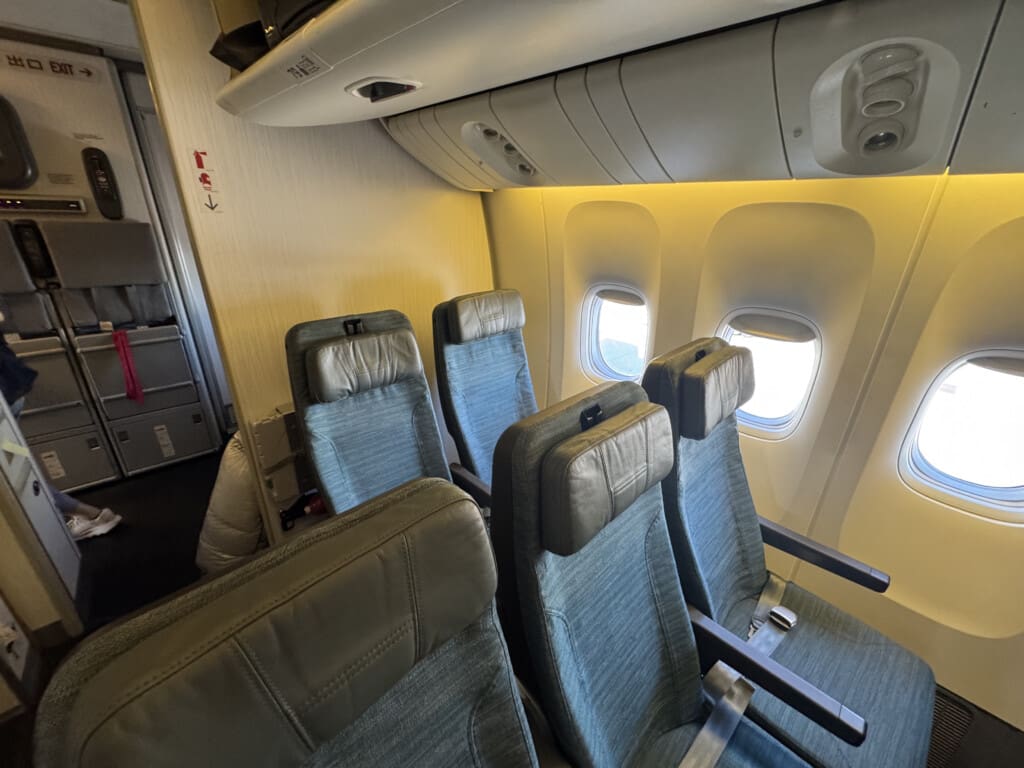 a row of seats in an airplane