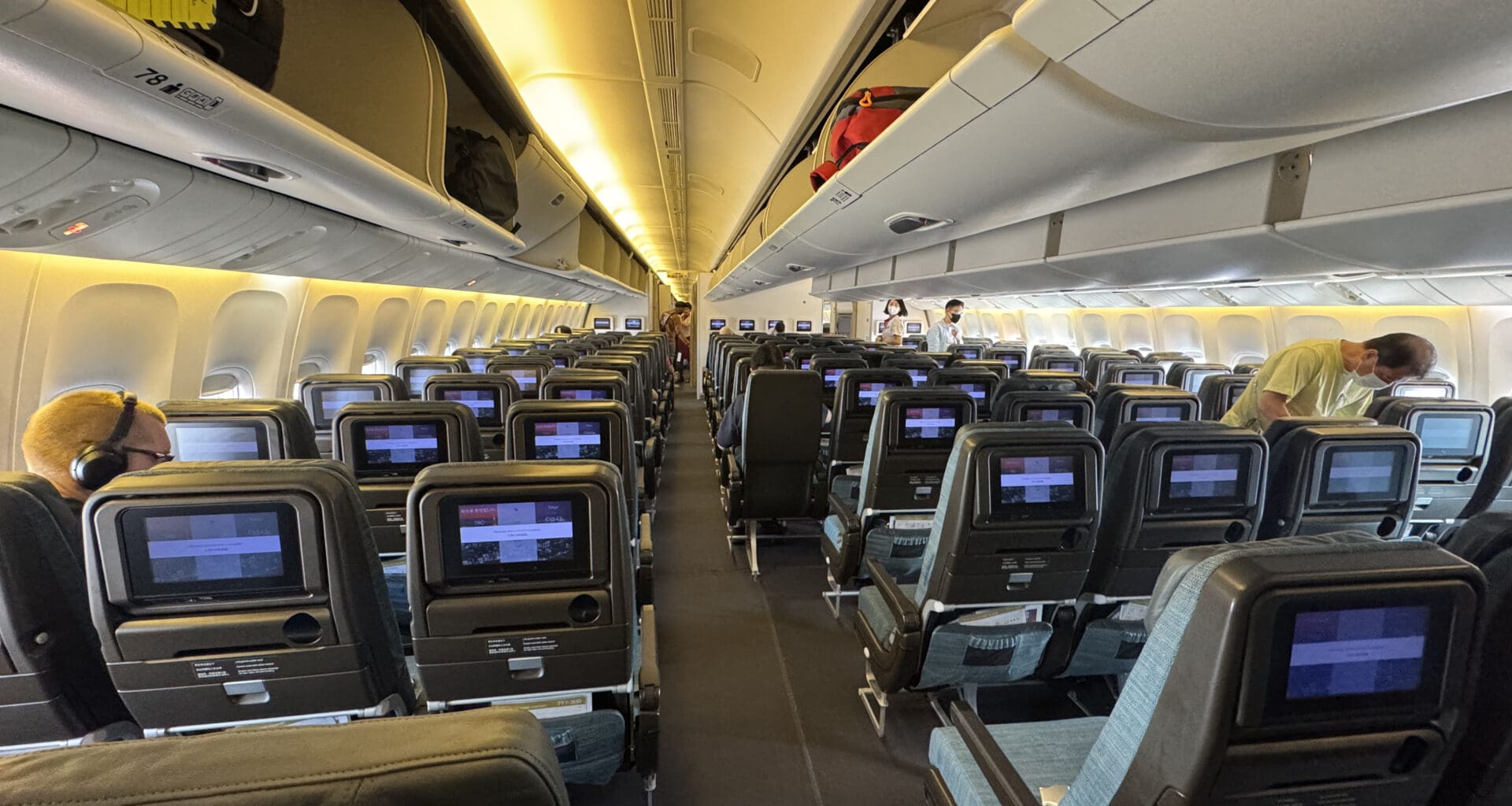 an airplane with rows of seats