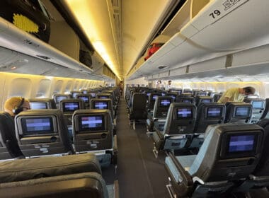 an airplane with rows of seats