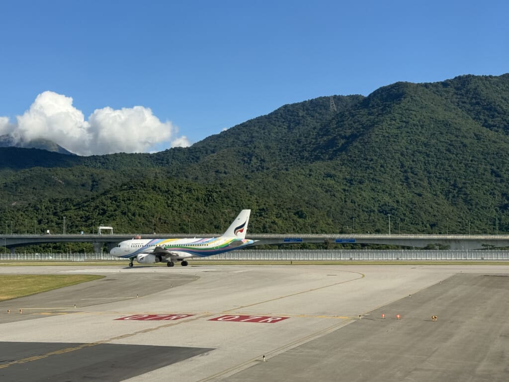 an airplane on the runway
