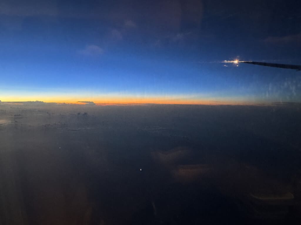 a view of the sky from an airplane window