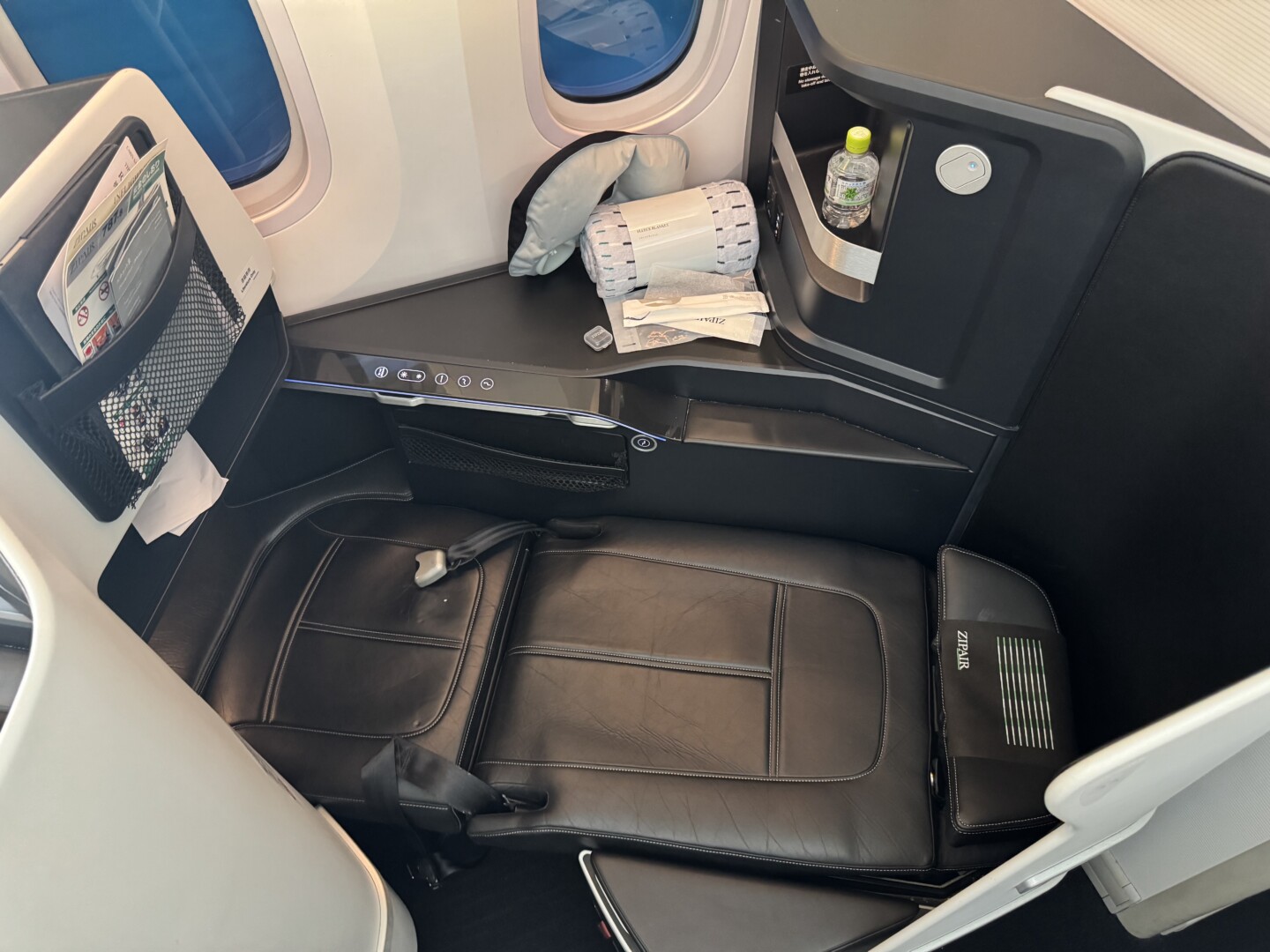 a seat in an airplane