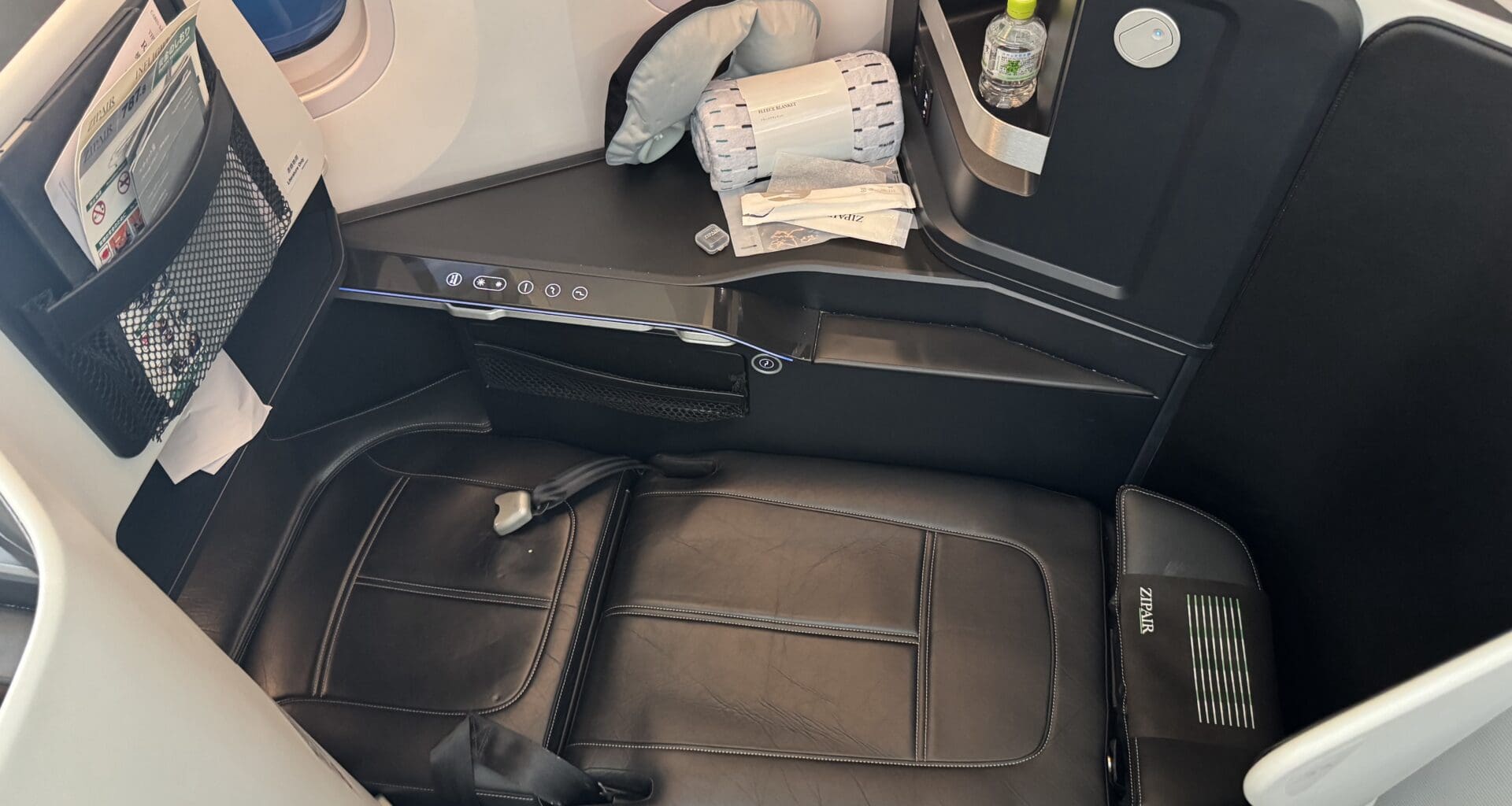 a seat in an airplane