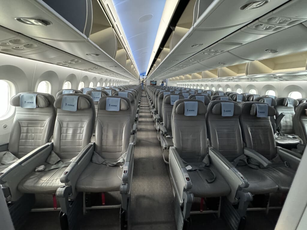 rows of seats in an airplane
