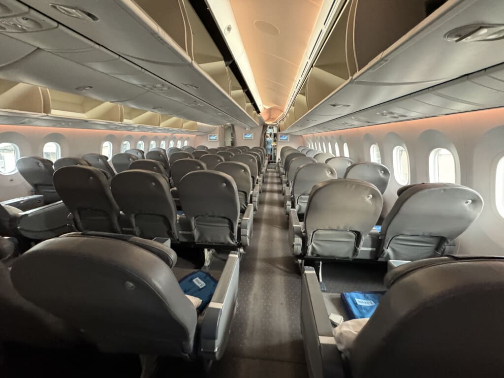 an airplane with seats and windows
