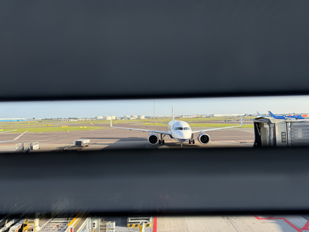 a plane on the runway
