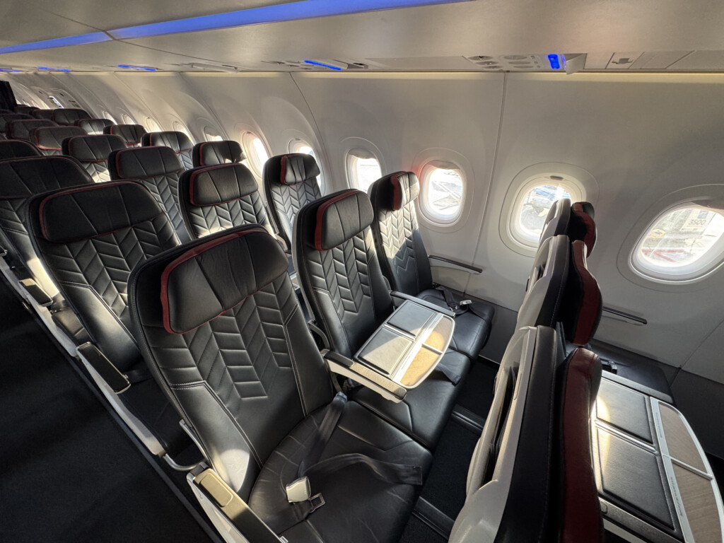 a row of seats in an airplane