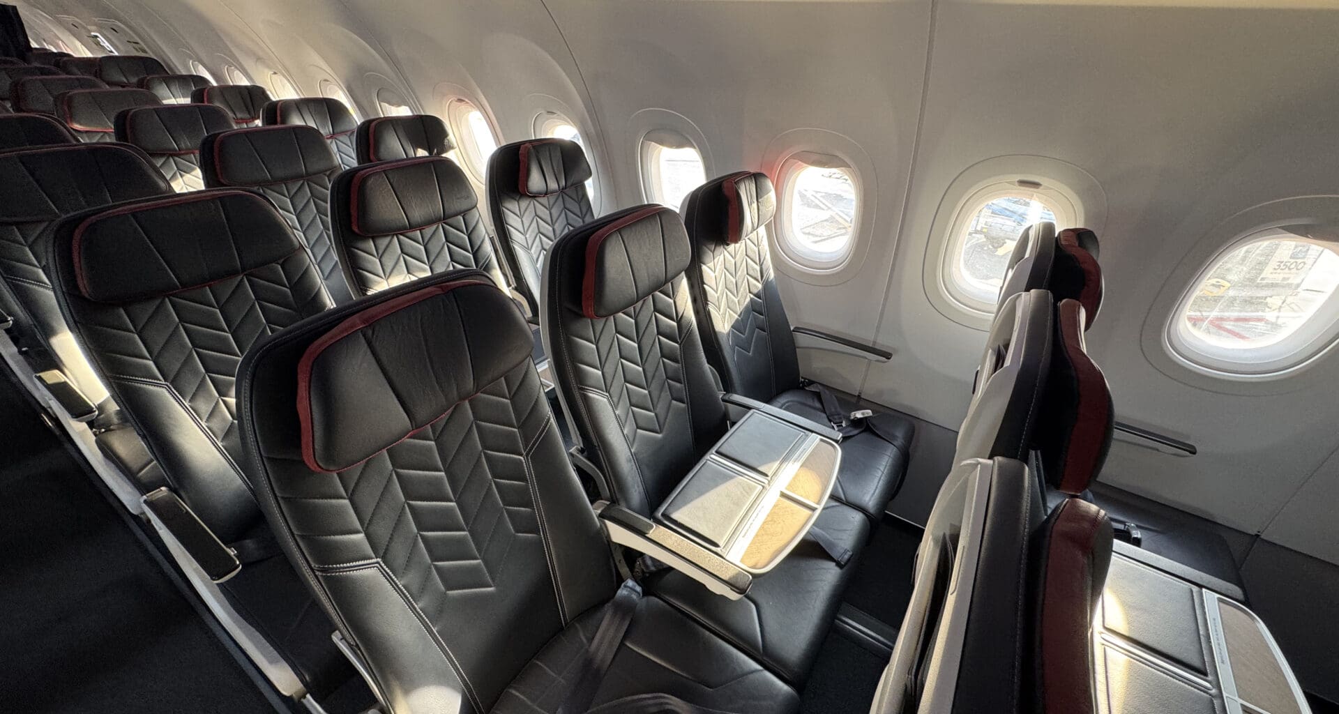 a row of seats in an airplane