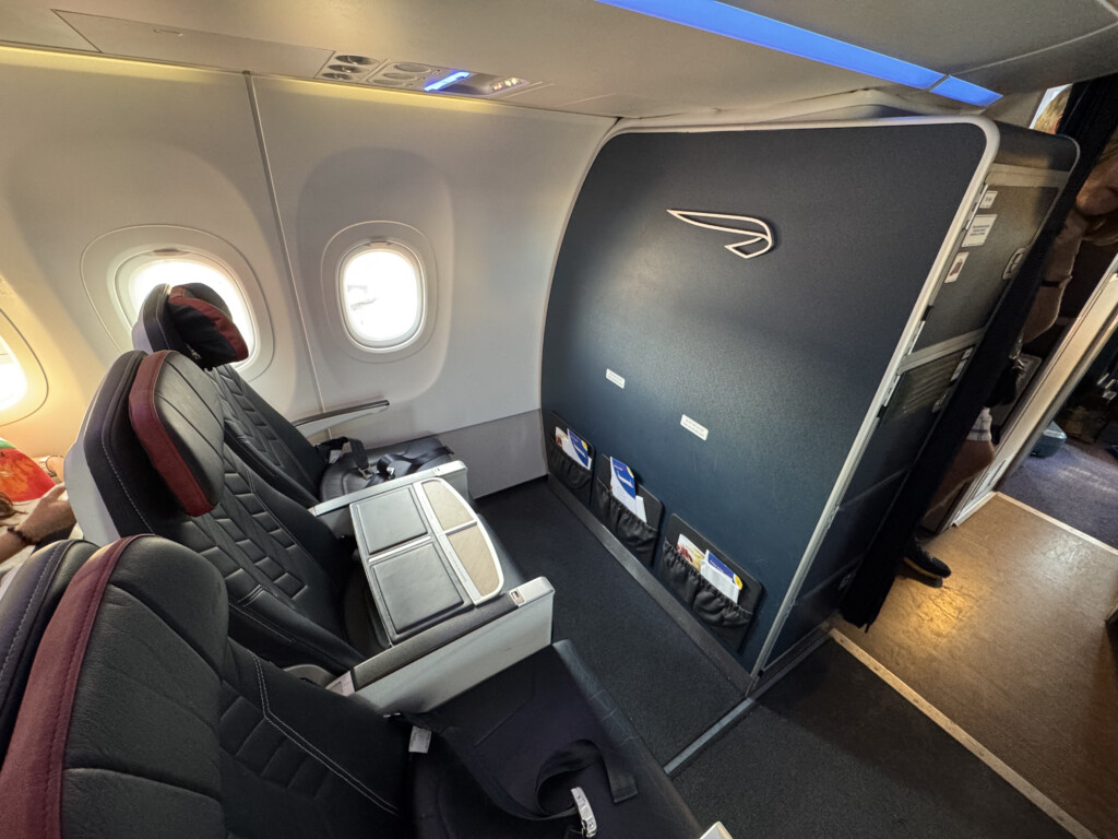 a seat in an airplane