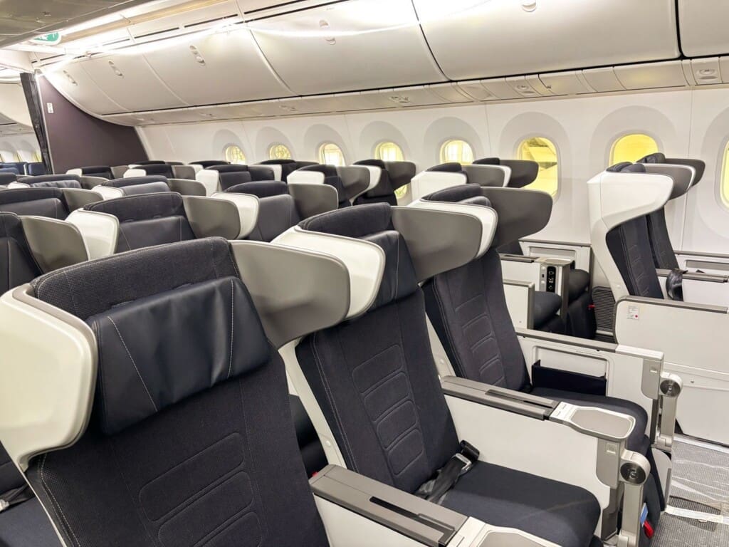 a row of seats in an airplane