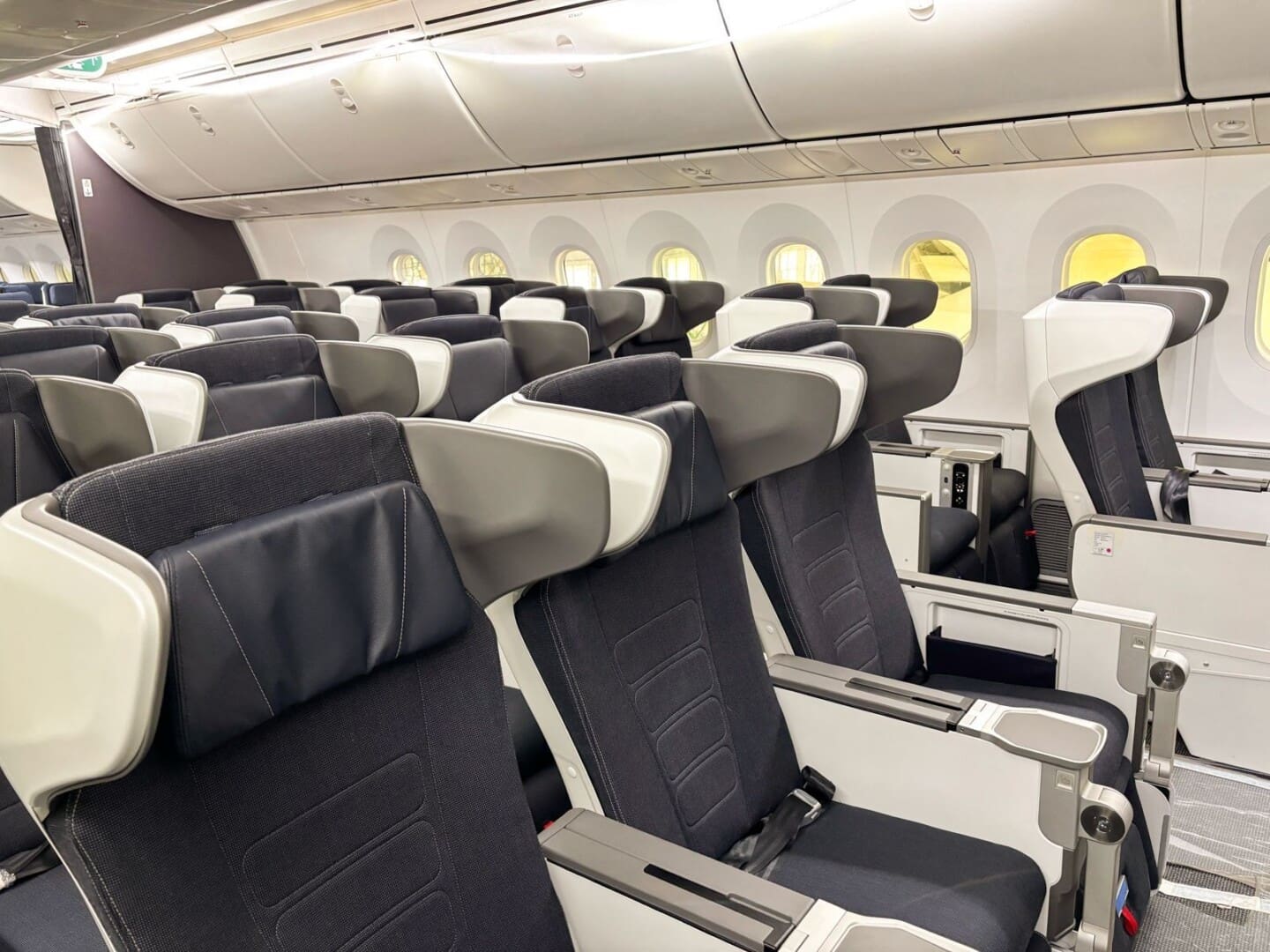 a row of seats in an airplane