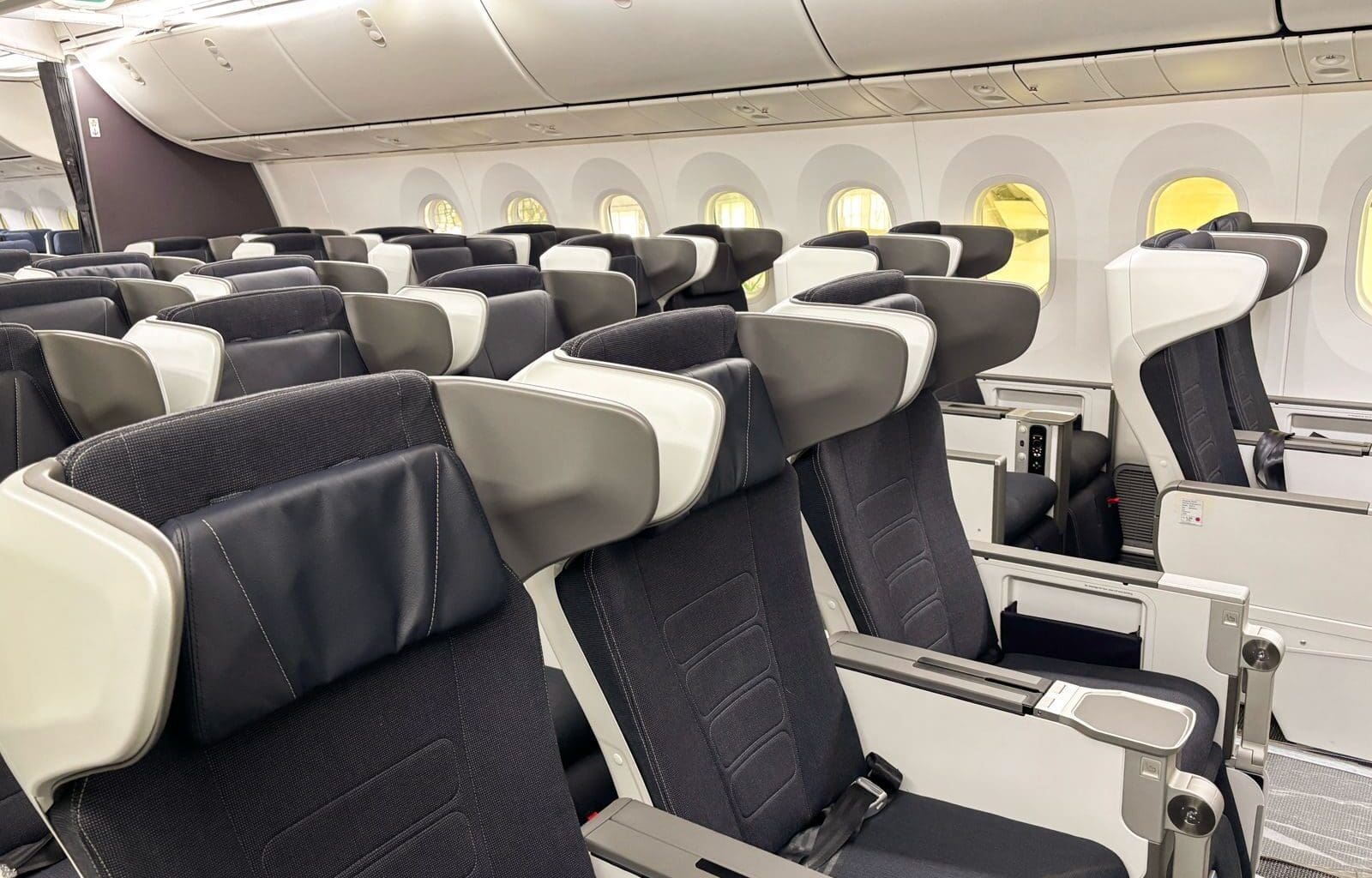a row of seats in an airplane