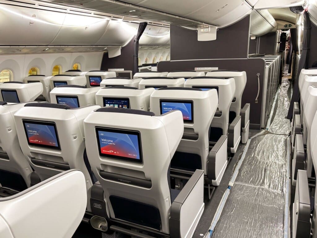 a row of seats in an airplane