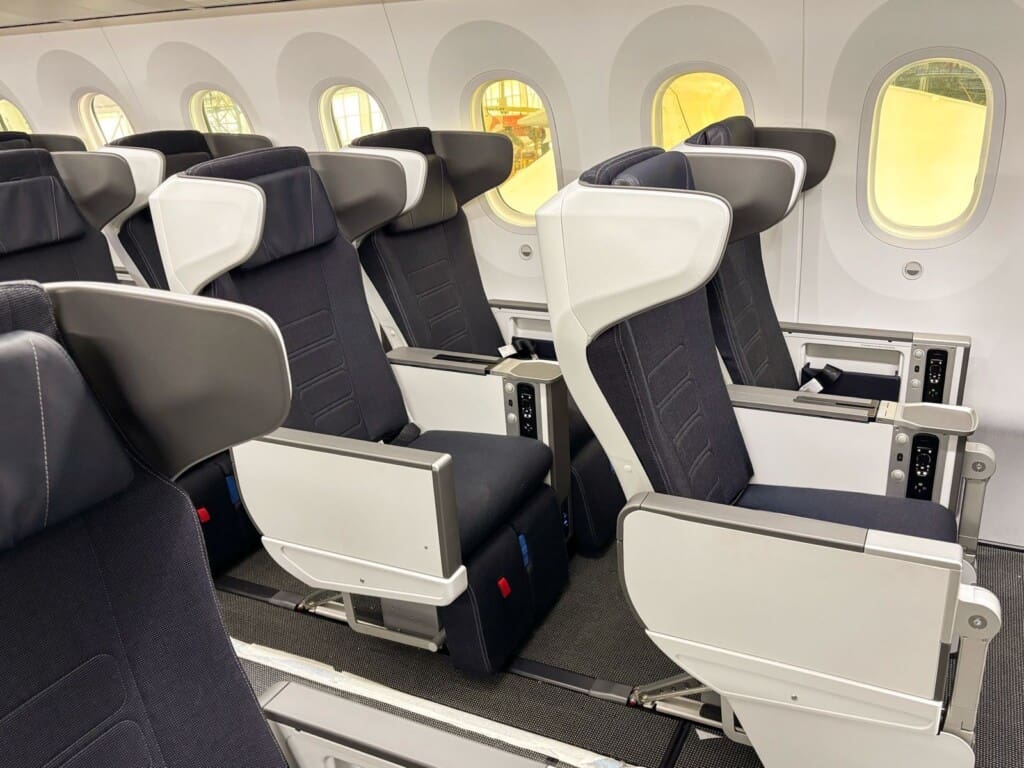 a row of seats in an airplane