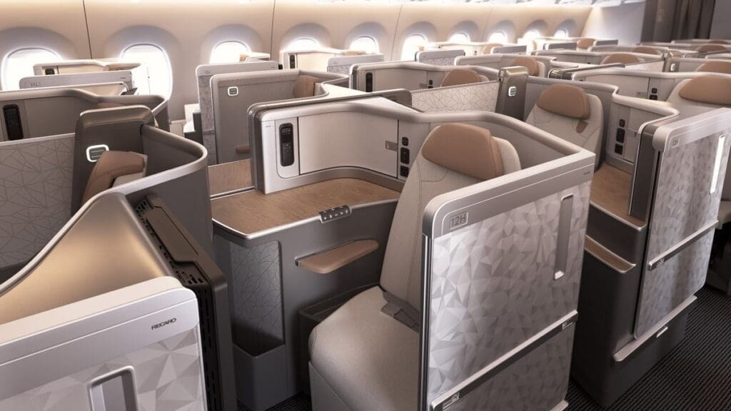 a row of seats in an airplane