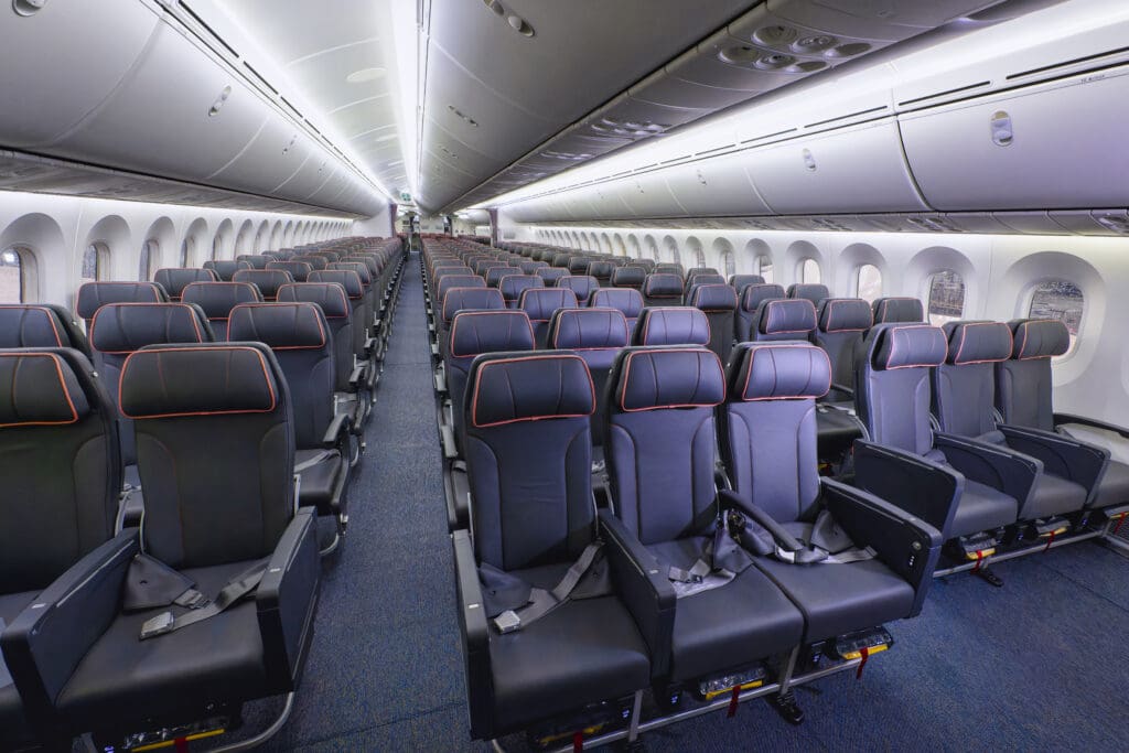 a row of seats in an airplane