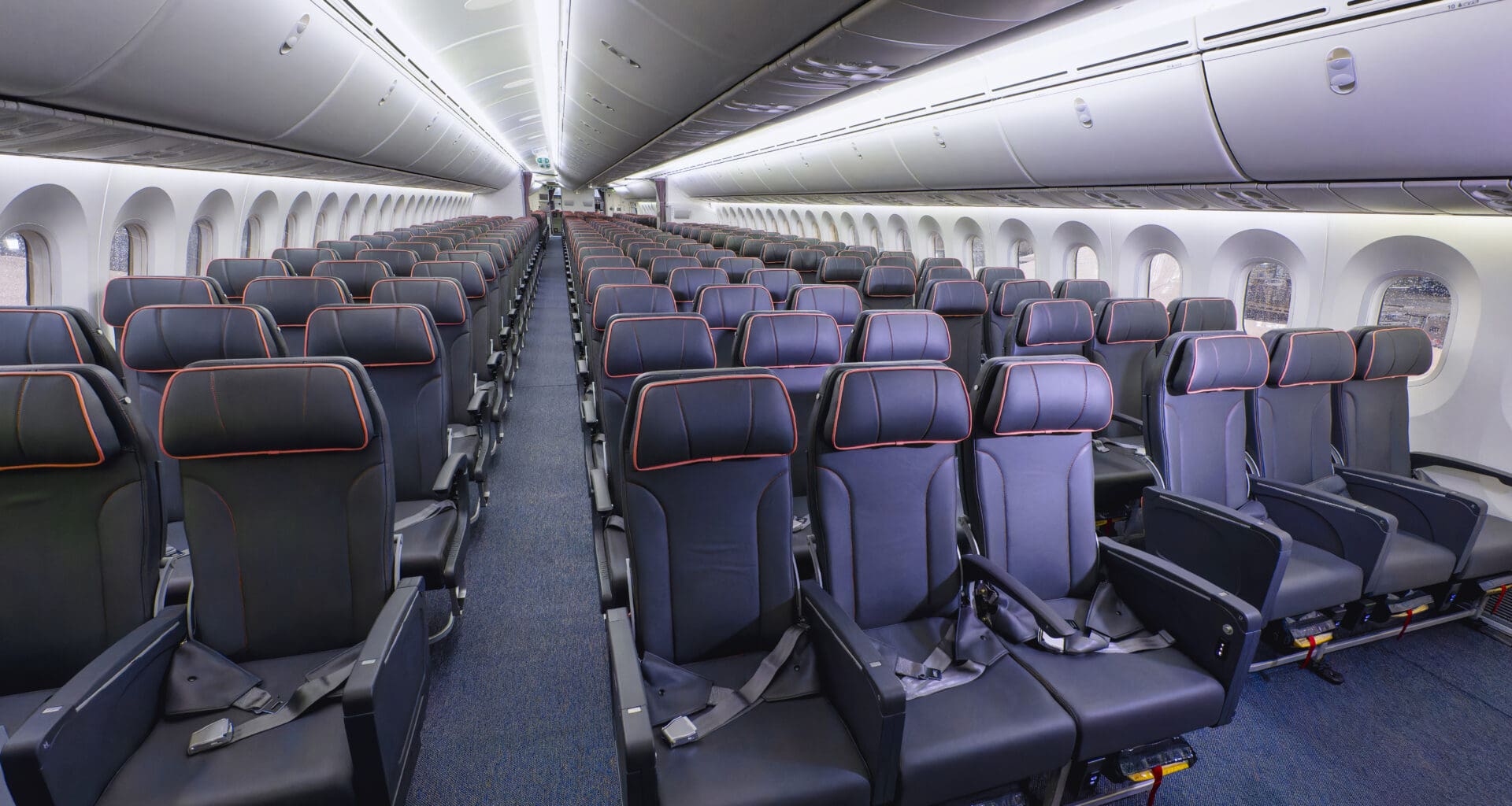a row of seats in an airplane