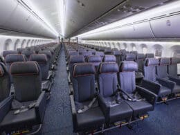 a row of seats in an airplane
