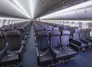 a row of seats in an airplane