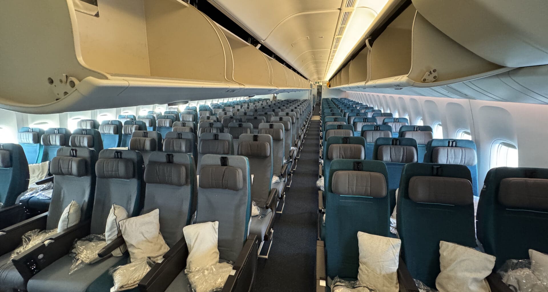 an airplane with seats and windows