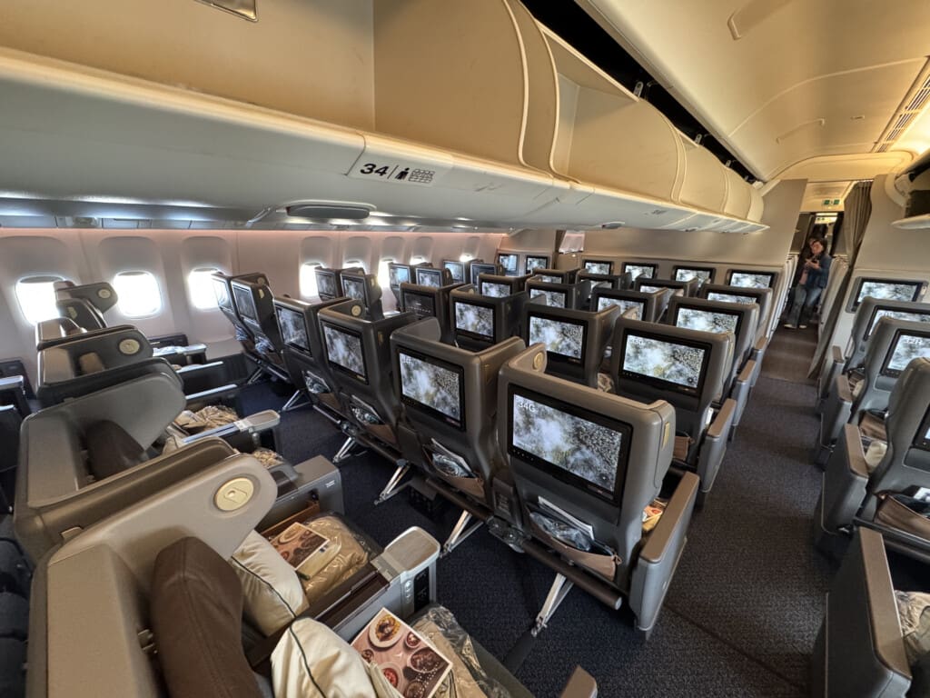 a row of seats in an airplane