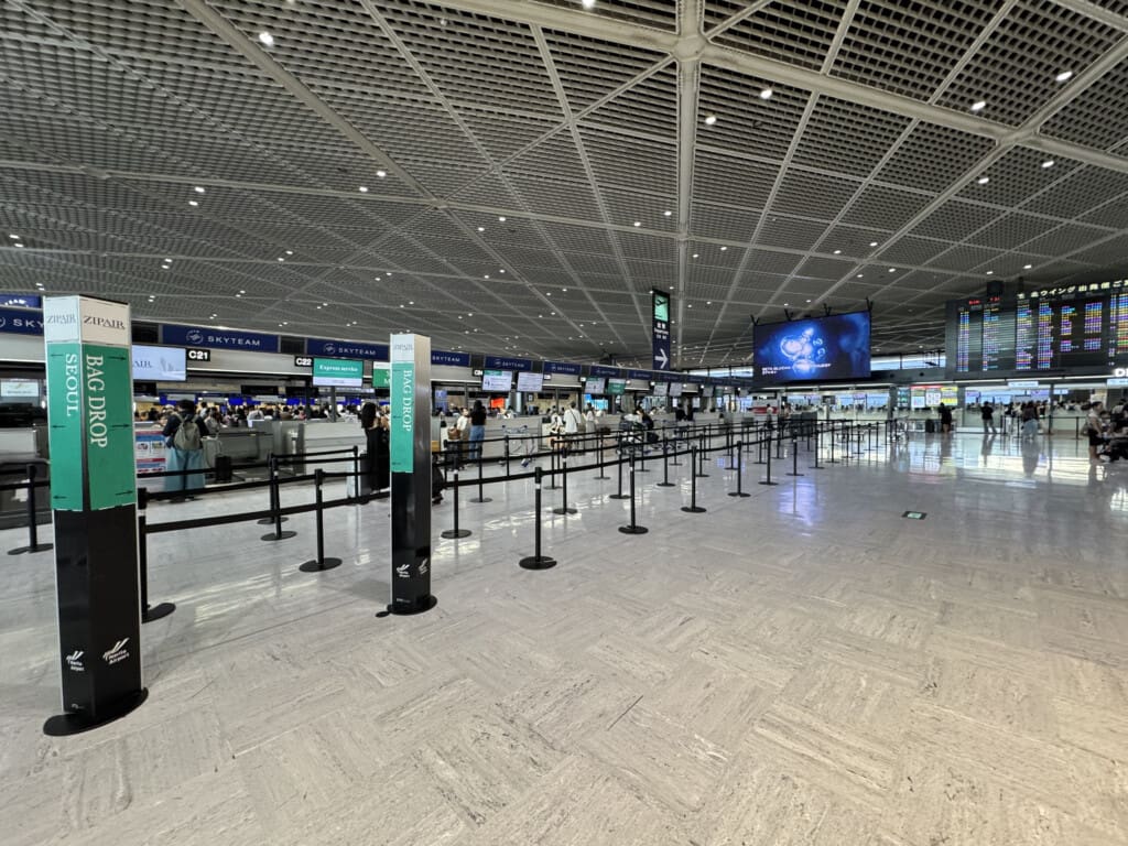 a group of people in an airport