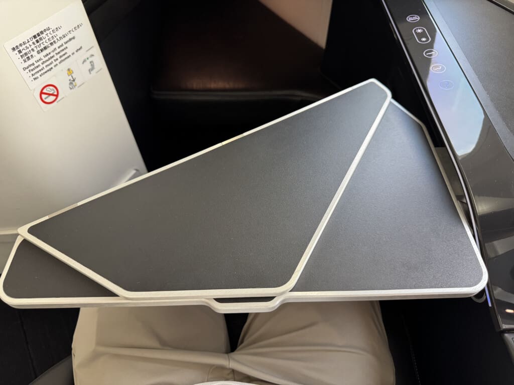 a trays on a person's lap
