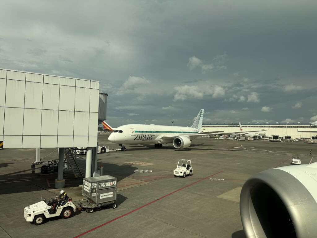 a plane on the runway