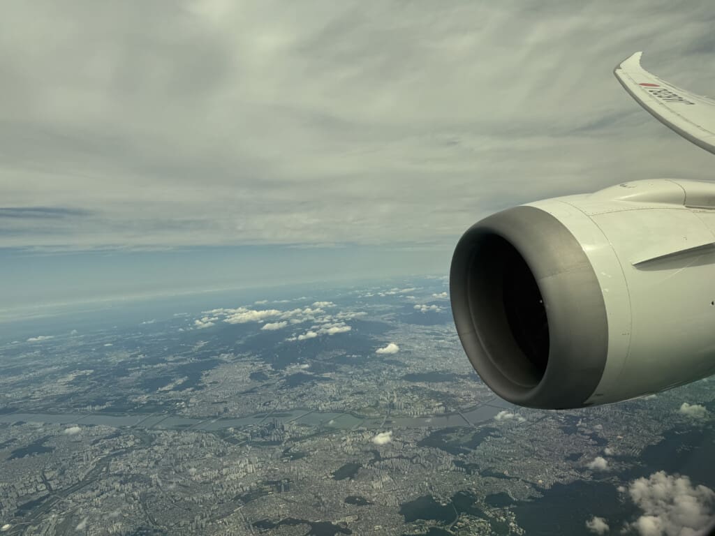 a plane engine in the sky
