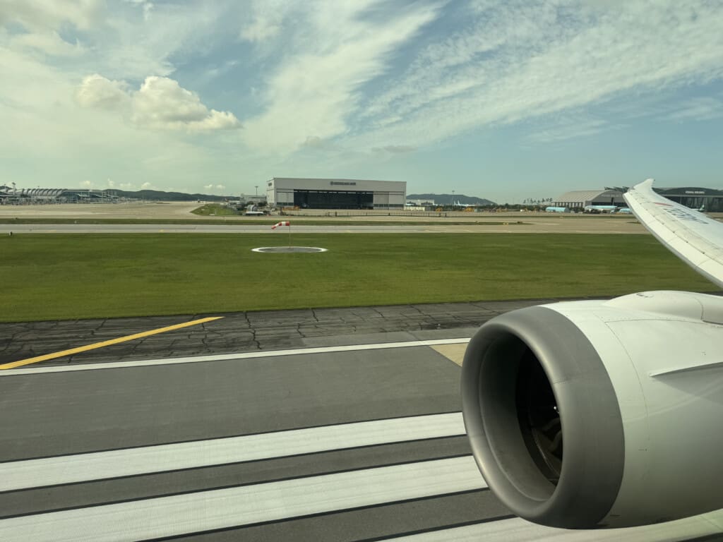 an airplane engine on a runway