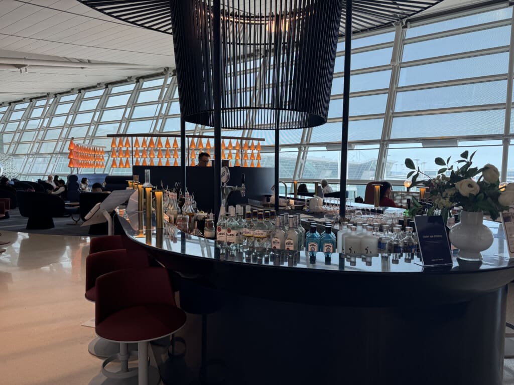 a bar with bottles and bottles on it