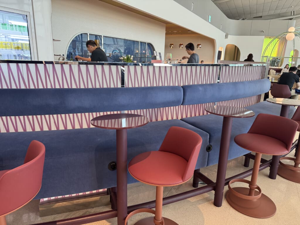 a bar with chairs and tables