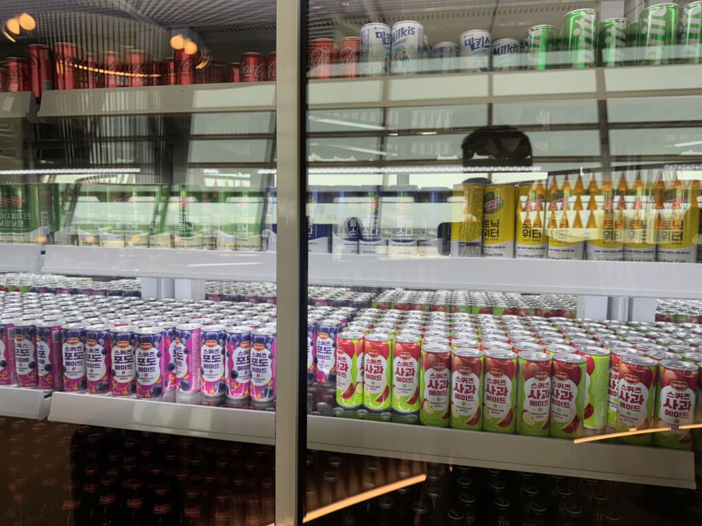 a display of cans and cans of beer