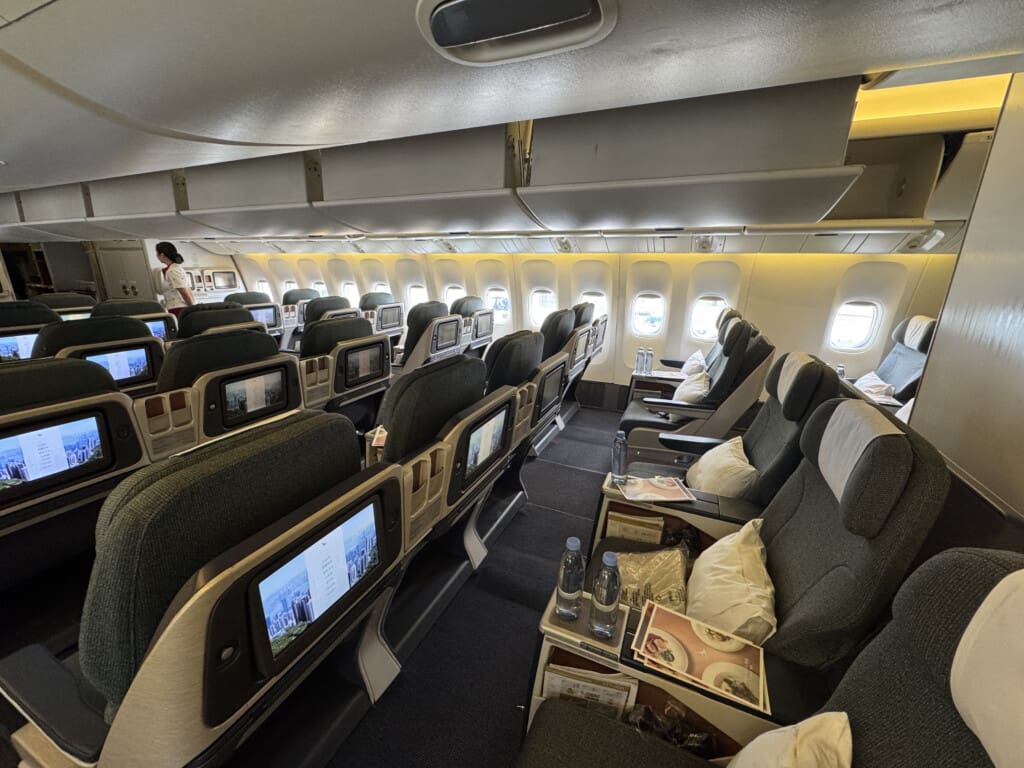 an airplane with seats and windows