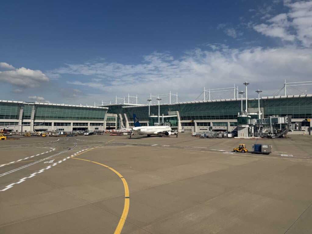 an airplane on the runway