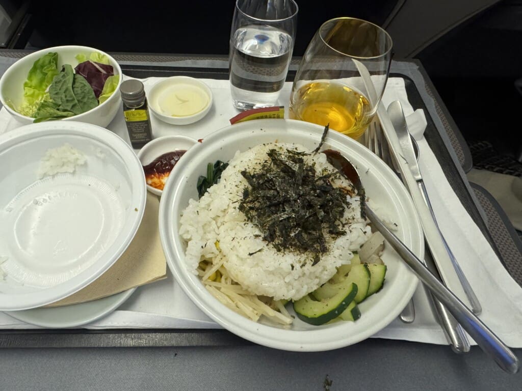 a plate of food on a tray
