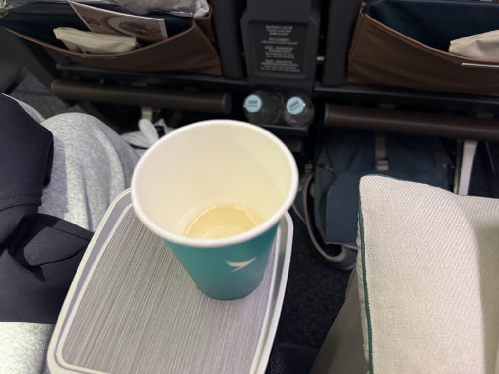 a cup on a tray